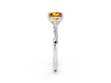 White gold Princess Cut Citrine Solitaire with Side Baguettes and Channel Set Band_2