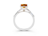 White gold Princess Cut Citrine Solitaire with Side Baguettes and Channel Set Band_3