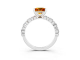 White gold Princess Cut Citrine Solitaire with Side Stones, Pave Band, Four-Prong Setting_39