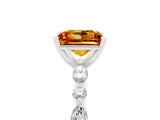 White gold Princess Cut Citrine Solitaire with Side Stones on a Pavé Band and Four-Prong Setting_5