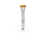 White gold Princess Cut Citrine Split Shank Engagement Ring with Pavé Band_2