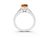 White gold Princess Cut Citrine Split Shank Engagement Ring with Pavé Band_3