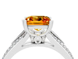 White gold Princess Cut Citrine Split Shank Engagement Ring with Pavé Band_4