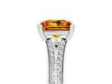 White gold Princess Cut Citrine Split Shank Engagement Ring with Pavé Band_5
