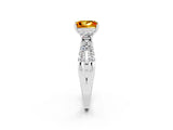 White gold Princess Cut Citrine Three-Stone Ring with Pavé Split Shank and Four-Prong Setting_2