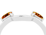 White gold Princess Cut Citrine Two-Stone Open Band Ring with Four-Prong Setting_10