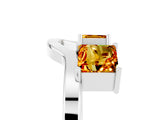 White gold Princess Cut Citrine Two-Stone Open Band Ring with Four-Prong Setting_11