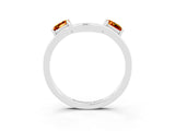 White gold Princess Cut Citrine Two-Stone Open Band Ring with Four-Prong Setting_9