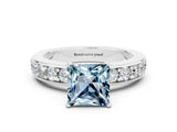 White gold Princess Cut Cut Channel Set Diamond Engagement Ring with Four-Prong Setting