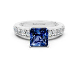 White gold Princess Cut Cut Channel Set Diamond Engagement Ring with Four-Prong Setting