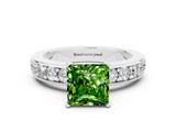 White gold Princess Cut Cut Channel Set Diamond Engagement Ring with Four-Prong Setting