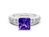 White gold Princess Cut Cut Channel Set Diamond Engagement Ring with Four-Prong Setting