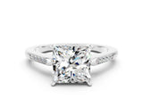 White gold Princess Cut Cut Channel Set Solitaire Engagement Ring with Four-Prong Setting