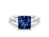 White gold Princess Cut Cut Channel Set Solitaire Engagement Ring with Four-Prong Setting
