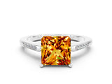 White gold Princess Cut Cut Channel Set Solitaire Engagement Ring with Four-Prong Setting