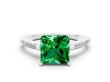 White gold Princess Cut Cut Channel Set Solitaire Engagement Ring with Four-Prong Setting