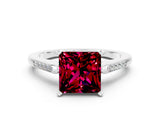 White gold Princess Cut Cut Channel Set Solitaire Engagement Ring with Four-Prong Setting