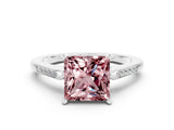 White gold Princess Cut Cut Channel Set Solitaire Engagement Ring with Four-Prong Setting