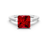 White gold Princess Cut Cut Channel Set Solitaire Engagement Ring with Four-Prong Setting