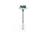 White gold Princess Cut Cut Diamond Floral Halo Engagement Ring with Pavé Band and Prong Setting_2