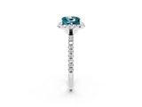 White gold Princess Cut Cut Diamond Floral Halo Engagement Ring with Pavé Band and Prong Setting_2