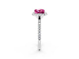 White gold Princess Cut Cut Diamond Floral Halo Engagement Ring with Pavé Band and Prong Setting_2