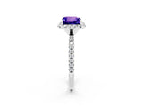 White gold Princess Cut Cut Diamond Floral Halo Engagement Ring with Pavé Band and Prong Setting_2