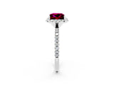 White gold Princess Cut Cut Diamond Floral Halo Engagement Ring with Pavé Band and Prong Setting_2