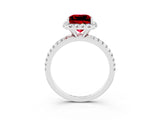 White gold Princess Cut Cut Diamond Floral Halo Engagement Ring with Pavé Band and Prong Setting_3