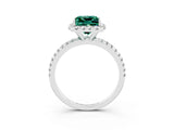 White gold Princess Cut Cut Diamond Floral Halo Engagement Ring with Pavé Band and Prong Setting_3