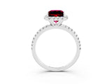 White gold Princess Cut Cut Diamond Floral Halo Engagement Ring with Pavé Band and Prong Setting_3