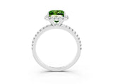 White gold Princess Cut Cut Diamond Floral Halo Engagement Ring with Pavé Band and Prong Setting_3