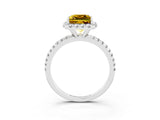 White gold Princess Cut Cut Diamond Floral Halo Engagement Ring with Pavé Band and Prong Setting_3