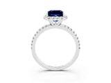 White gold Princess Cut Cut Diamond Floral Halo Engagement Ring with Pavé Band and Prong Setting_3