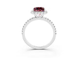 White gold Princess Cut Cut Diamond Floral Halo Engagement Ring with Pavé Band and Prong Setting_3
