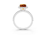 White gold Princess Cut Cut Diamond Floral Halo Engagement Ring with Pavé Band and Prong Setting_3