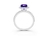 White gold Princess Cut Cut Diamond Floral Halo Engagement Ring with Pavé Band and Prong Setting_3