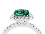 White gold Princess Cut Cut Diamond Floral Halo Engagement Ring with Pavé Band and Prong Setting_4