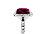 White gold Princess Cut Cut Diamond Floral Halo Engagement Ring with Pavé Band and Prong Setting_5