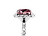 White gold Princess Cut Cut Diamond Floral Halo Engagement Ring with Pavé Band and Prong Setting_5