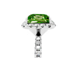 White gold Princess Cut Cut Diamond Floral Halo Engagement Ring with Pavé Band and Prong Setting_5