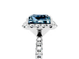 White gold Princess Cut Cut Diamond Floral Halo Engagement Ring with Pavé Band and Prong Setting_5