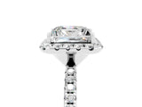 White gold Princess Cut Cut Diamond Floral Halo Engagement Ring with Pavé Band and Prong Setting_5