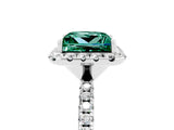 White gold Princess Cut Cut Diamond Floral Halo Engagement Ring with Pavé Band and Prong Setting_5