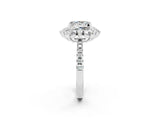 White gold Princess Cut Cut Diamond Floral Halo Pave Band with Prong Setting_2