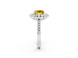 White gold Princess Cut Cut Diamond Floral Halo Pave Band with Prong Setting_2