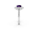 White gold Princess Cut Cut Diamond Floral Halo Pave Band with Prong Setting_2