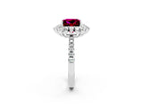 White gold Princess Cut Cut Diamond Floral Halo Pave Band with Prong Setting_2