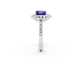 White gold Princess Cut Cut Diamond Floral Halo Pave Band with Prong Setting_2