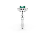 White gold Princess Cut Cut Diamond Floral Halo Pave Band with Prong Setting_2